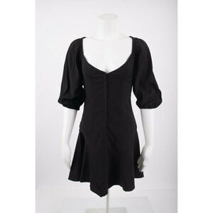 Zara Womens Sweetheart Neckline Mini Dress S Black Balloon Sleeve 4661/308 NWT